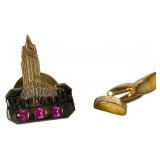 Woolworth 10K Service Pin & 14K Single Cufflink
