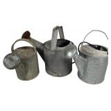 Vtg Galvanized Metal Watering Cans & Hardware