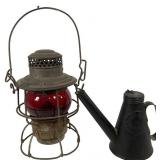 Adlake Kero RR Lantern w/ Red Globe & LV Eagle Can
