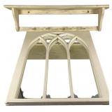 Gothic Arched Windowpane Mirror & Peg Shelf Set