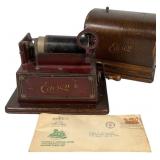 Edison Gem Phonograph w/ Oak Case & Ephemera