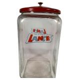 Lance Glass Counter Display Jar w/ Red Metal Lid