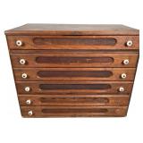 Walnut 6-Drawer Flat File & Spool Cabinet