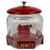 Lance Octagonal Glass Cracker Jar Metal Lid & Base
