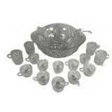 L.E. Smith McKee Aztec Pressed Glass Punch Set