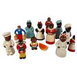14 Black Americana Ceramic & Plastic S&P & Figures