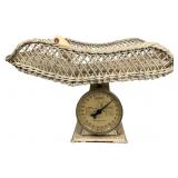 Hanson Mid-20th C. Nursery Scale w/ Wicker Basket