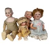 Four Antique German Character Babies