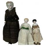 Trio of Antique German Shoulder Head Dolls