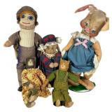 An Assortment of Five Vintage & Primitive Dolls
