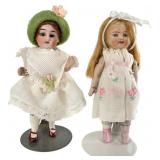 Two German Pocket & Cabinet Dolls