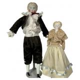 A Pair of German Parian Bisque Head Dolls