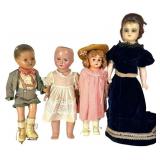 Antique Tyrolean Skater & An Assortment of Dolls