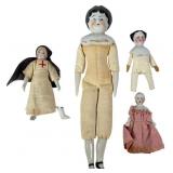 German China Head & Bisque Miniature Dolls