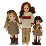 Three Vintage Effanbee Brownie Scouts & Horsman Gi