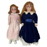Two Kestner 154 German Bisque Shoulder Head Dolls