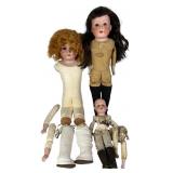 Three Armand Marseille 370 & German Bisque Dolls