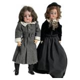 2 Antique German 168 & 1893 DEP Bisque Head Dolls