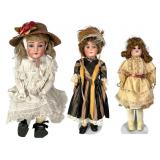 Three Antique German Bisque-Head Dolls Including J
