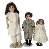 Three Antique German Bisque Head Dolls
