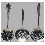 Three American Sterling Silver Pierced Servers