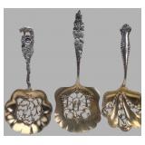 Trio of Sterling Silver Bonbon and Berry Spoons