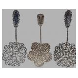 Three Sterling Silver Pierced Serving Spoons