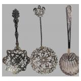 Three Victorian Sterling Silver Bonbon Spoons