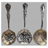 Three Manchester Sterling Silver Pierced Spoons