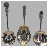 Three Whiting Sterling Silver Serving Spoons