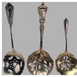 Trio of Sterling Silver Sugar Sifter Spoons