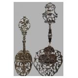 Two German Silver Ornate Serving Spoons