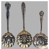 Three Sterling Silver Pierced Spoons