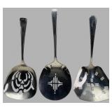 Three Sterling Silver Pierced Serving Spoons