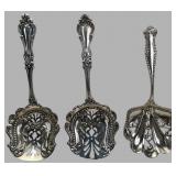 Three Sterling Silver Pierced Serving Scoops