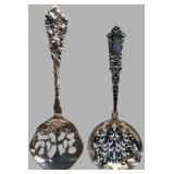 2 Sterling Silver & Gem-Set Serving Spoons