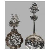 Two Dutch Style Pierced Silver Figural Spoons