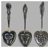 Trio of Sterling Silver Pierced Nut Spoons