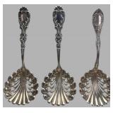 Three Sterling Silver Pierced Bon-Bon Spoons