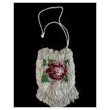 Beaded Drawstring Evening Bag with Rose Motif