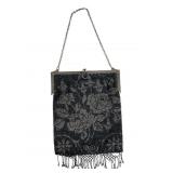 Edwardian Beaded Floral Evening Bag with Mirror