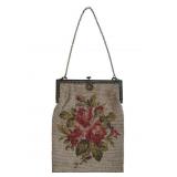 Antique Floral Micro Beaded Evening Bag with Silve