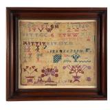 Framed Antique Schoolgirl Needlework Sampler
