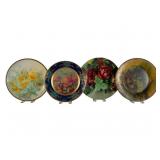 Assortment of Floral 4 Tin Lithograph Art Plaques