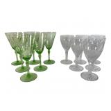 Set of Uranium Glass and Cut Crystal Goblets