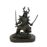 Japanese Bronze Samurai Figure on Stone Base