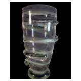 Large Hand-Blown Art Glass Spiraled Vase