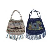 Two Vintage Micro-Beaded Scenic Souvenir Purses