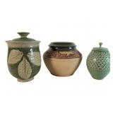 Three Contemporary Studio Pottery Lidded Jars