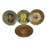 Four Vintage Tin Lithographed Art Plates